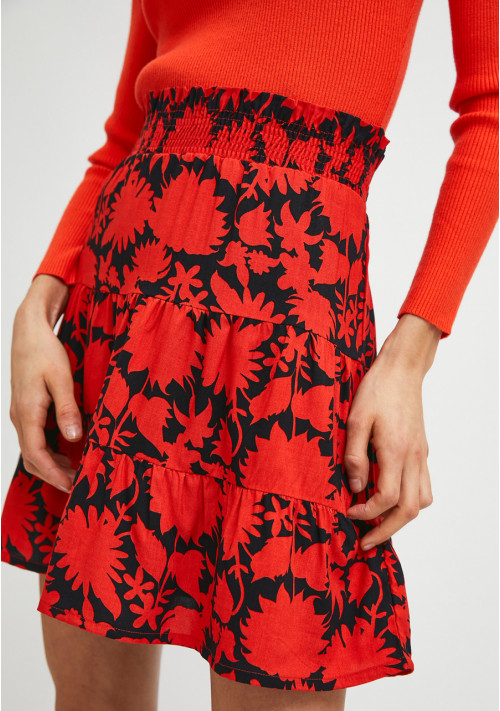 Falda floral rojo y negro de Compañía Fantástica